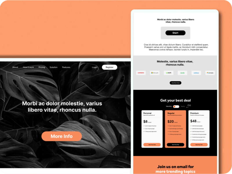 Startup landing page/website